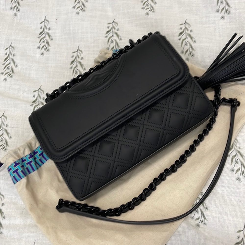 Tory Burch Fleming matte black convertible shoulder bag